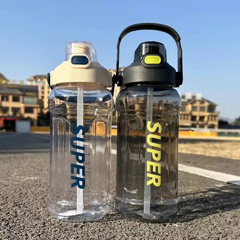 Large-Capacity Sports Water Cup Internet Celebrity Fitness High-Temperature-Resistant Plastic Cup Extra-Large Water Kettle Portable Straw Cup