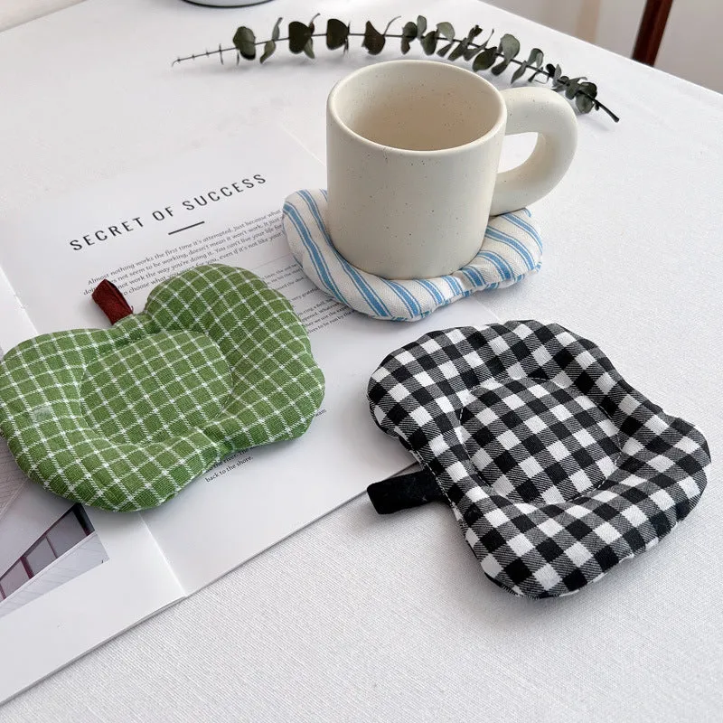 Meizuo Elements Korean-Style Ins-Style Apple Quilted Coasters Fabric Tea Coasters Cute Anti-Scalding Mats Factory Direct Sale