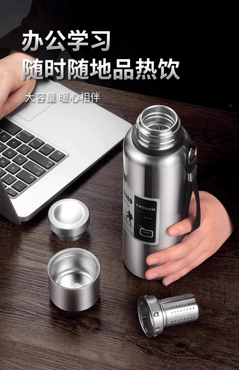 316 stainless steel liner large capacity vacuum all-steel thermos cup outdoor travel mountaineering fitness portable thermos pot