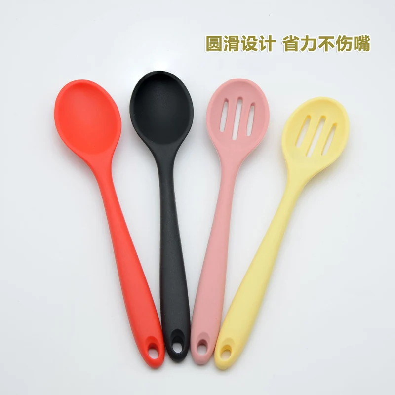 Food Grade Silicone Spoon, Kidsren's Safety Table Spoon, High Temperature Resistant Non-Stick Pan, Student Spoon, Baby Food Supplement Mixing Spoon