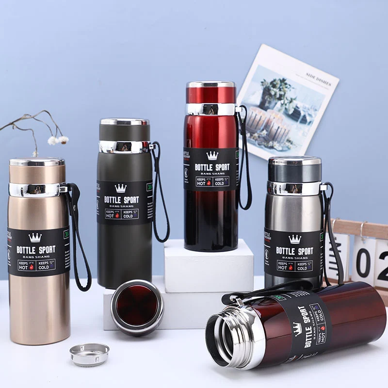 Large-Capacity Sling Pot 316 Stainless Steel Thermos Cup Outdoor Sports Rope Portable Travel Pot Car Water Cup