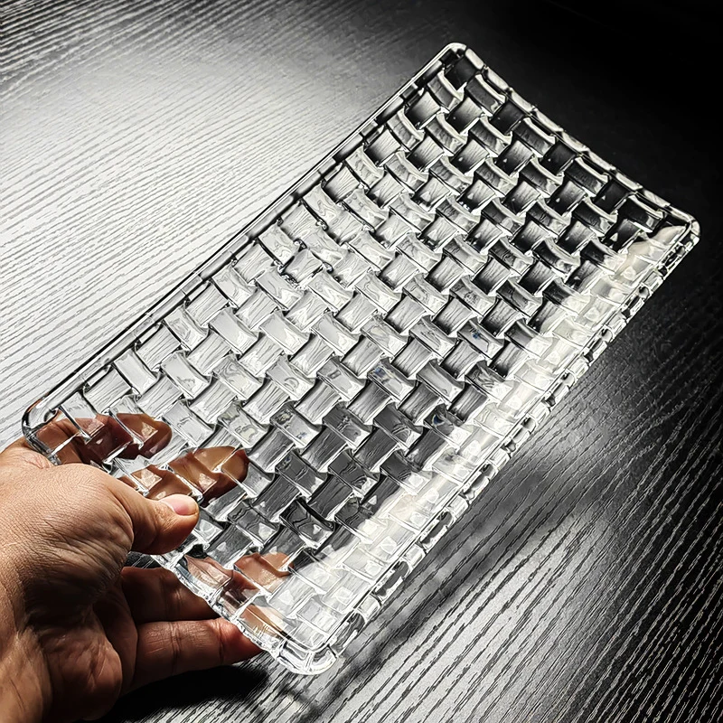 Crystal Glass Tray Fruit Tray Transparent Fruit Tray Classy Classy Rectangular Afternoon Tea Tray Classy Classy