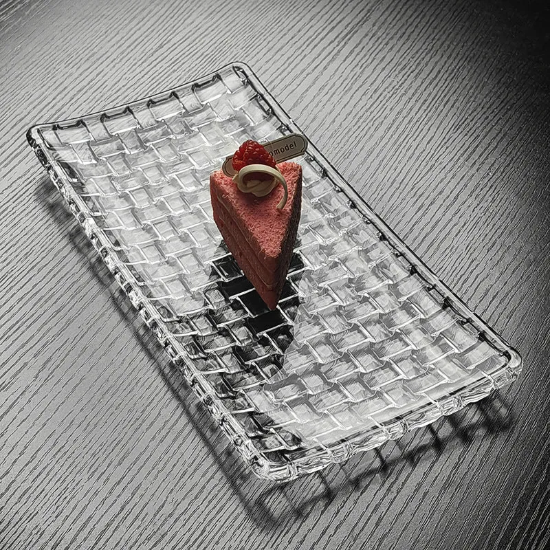 Crystal Glass Tray Fruit Tray Transparent Fruit Tray Classy Classy Rectangular Afternoon Tea Tray Classy Classy