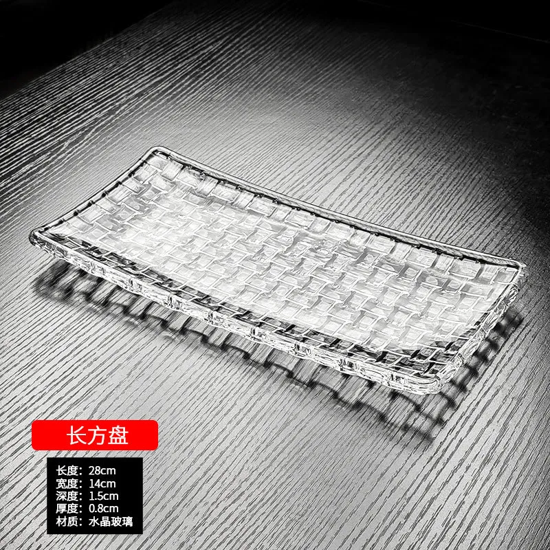 Crystal Glass Tray Fruit Tray Transparent Fruit Tray Classy Classy Rectangular Afternoon Tea Tray Classy Classy