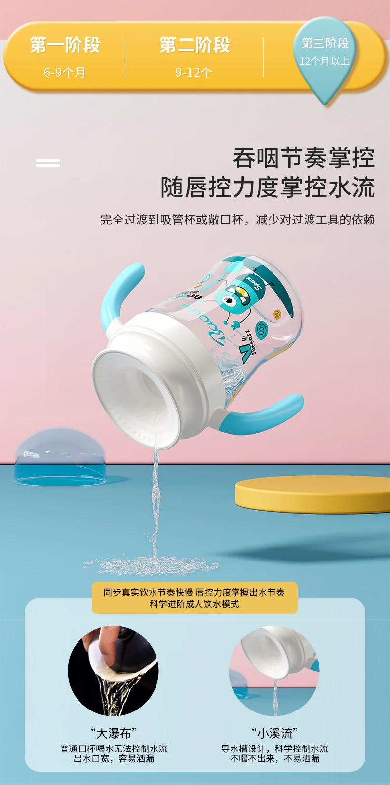 Baby music source factory wholesale custom sip cup baby sip drinking cup children's cup lip control learning cup