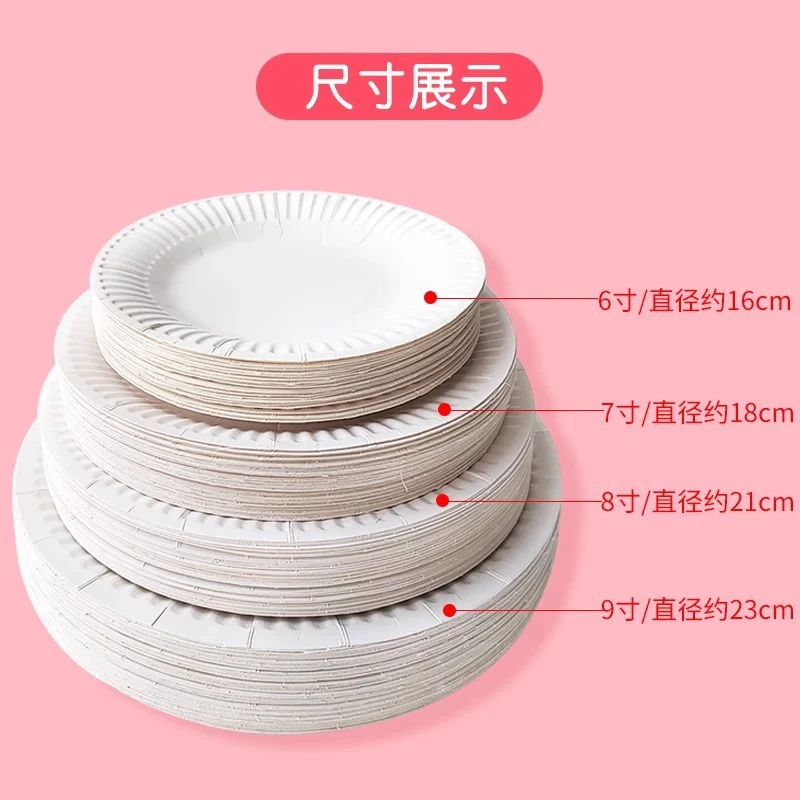 20 Pack Birthday Cake Plate Picnic Party Tableware Paper Plate Kindergarten Art Painting White Paper Plate