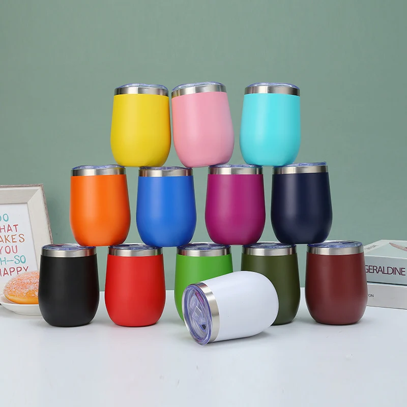 304 Stainless Steel Eggshell Cup Portable Cross-Border U-Shaped Wine Thermos Cup 12oz Cup American Style Wholesale Aviation Cup