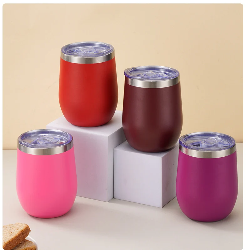 304 Stainless Steel Eggshell Cup Portable Cross-Border U-Shaped Wine Thermos Cup 12oz Cup American Style Wholesale Aviation Cup