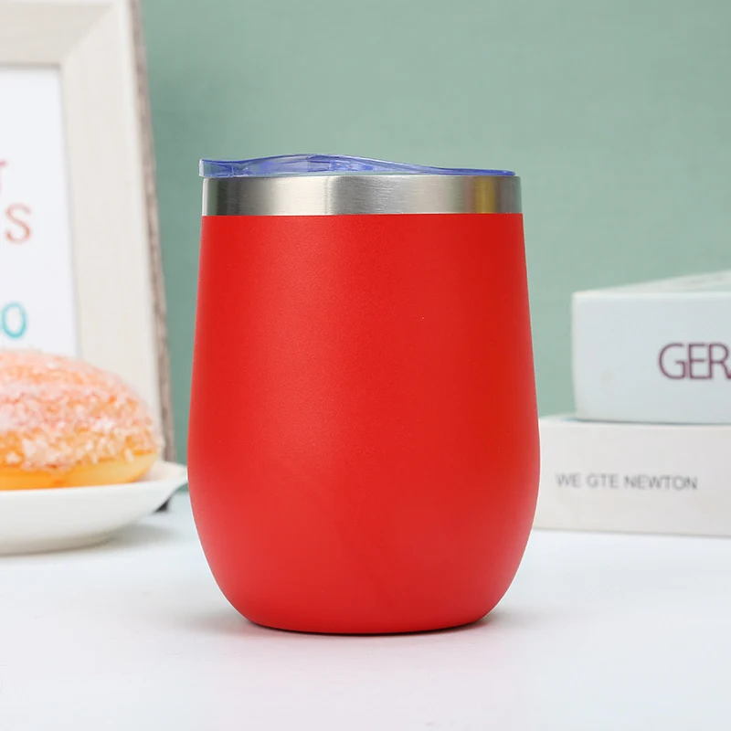 304 Stainless Steel Eggshell Cup Portable Cross-Border U-Shaped Wine Thermos Cup 12oz Cup American Style Wholesale Aviation Cup