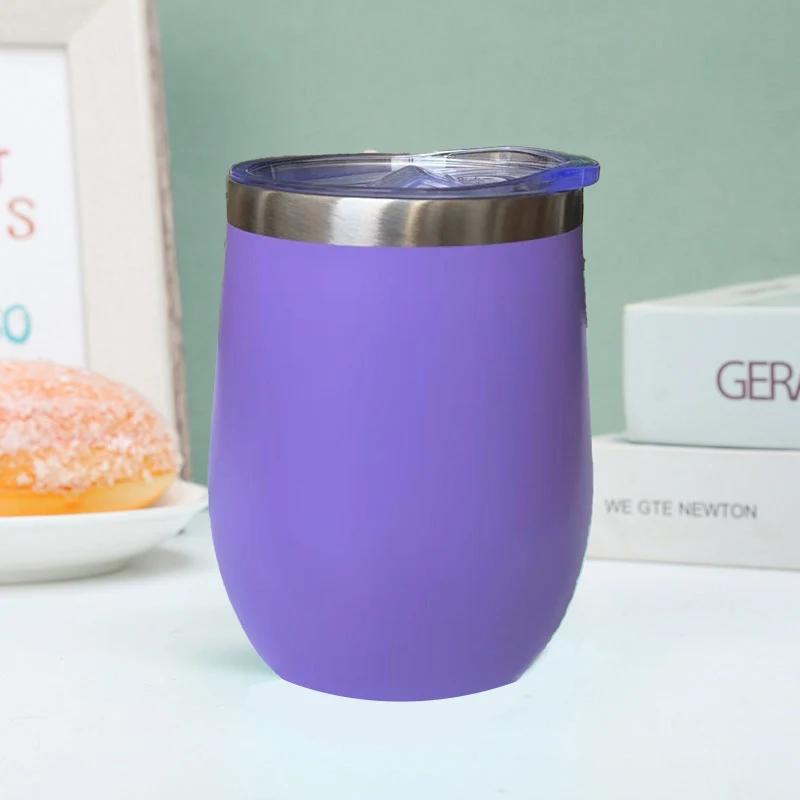 304 Stainless Steel Eggshell Cup Portable Cross-Border U-Shaped Wine Thermos Cup 12oz Cup American Style Wholesale Aviation Cup