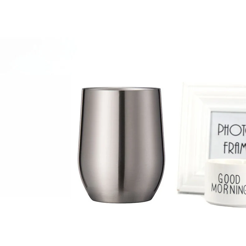 304 Stainless Steel Eggshell Cup Portable Cross-Border U-Shaped Wine Thermos Cup 12oz Cup American Style Wholesale Aviation Cup