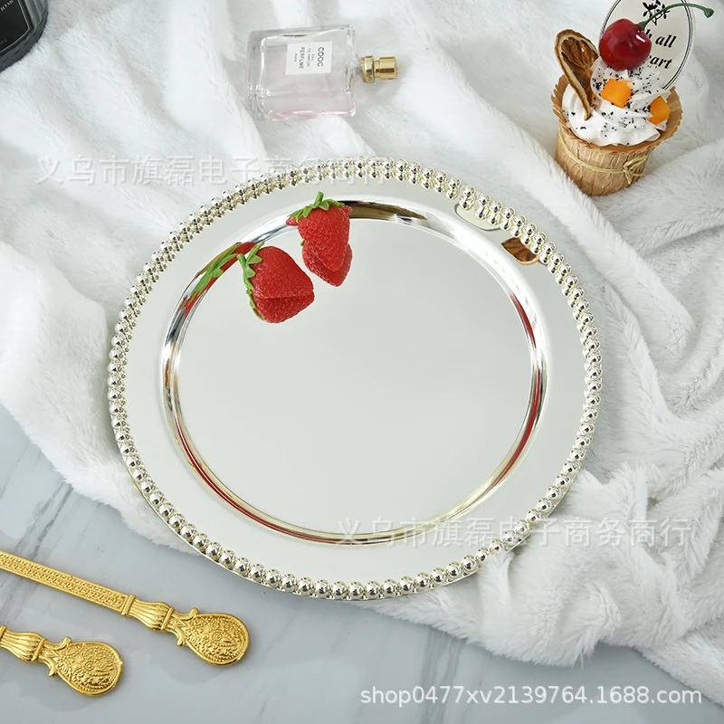 European High-End Metal Round Tray Fruit Cake Plate Baking Afternoon Tea Party Ktv Wedding Table Supplies