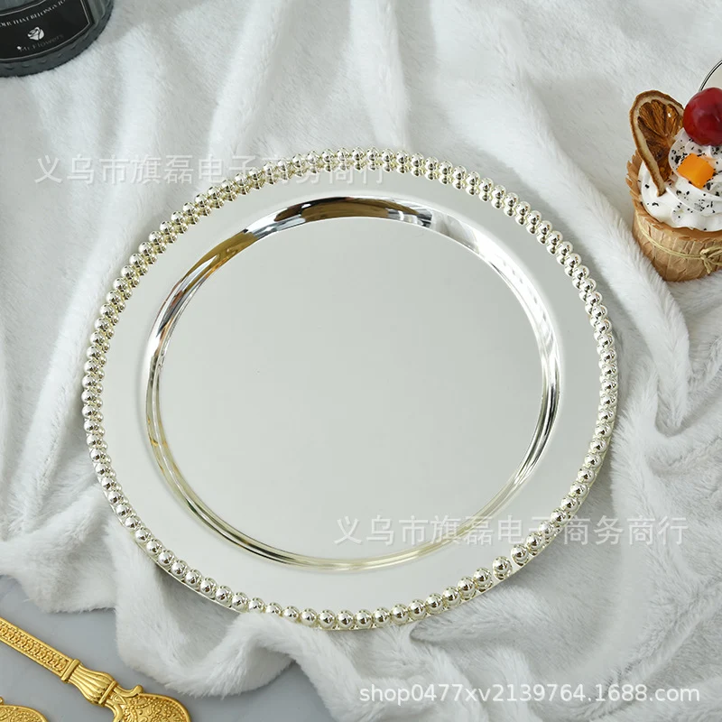 European High-End Metal Round Tray Fruit Cake Plate Baking Afternoon Tea Party Ktv Wedding Table Supplies