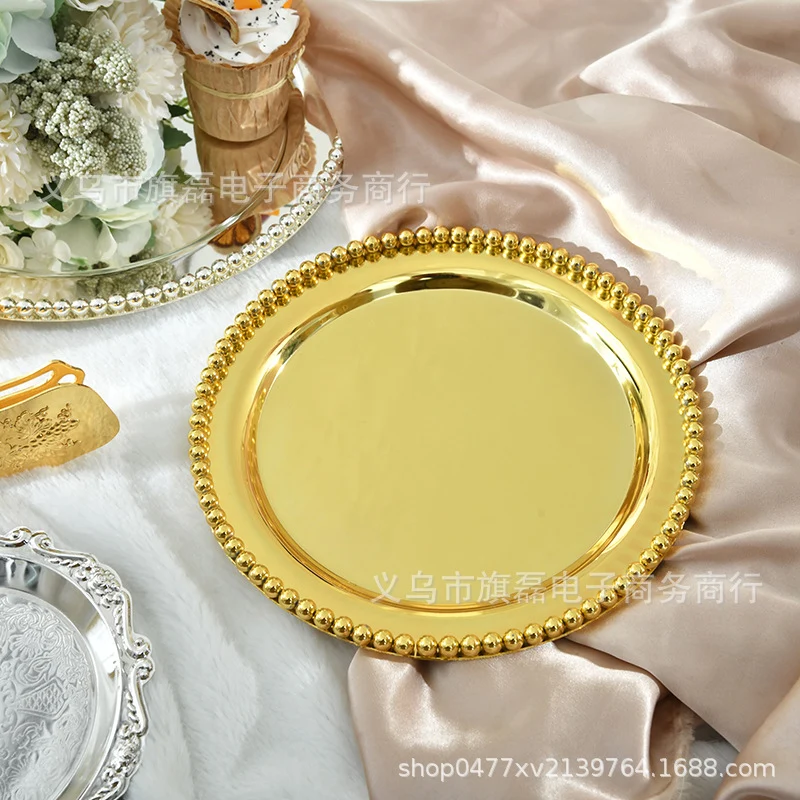 European High-End Metal Round Tray Fruit Cake Plate Baking Afternoon Tea Party Ktv Wedding Table Supplies