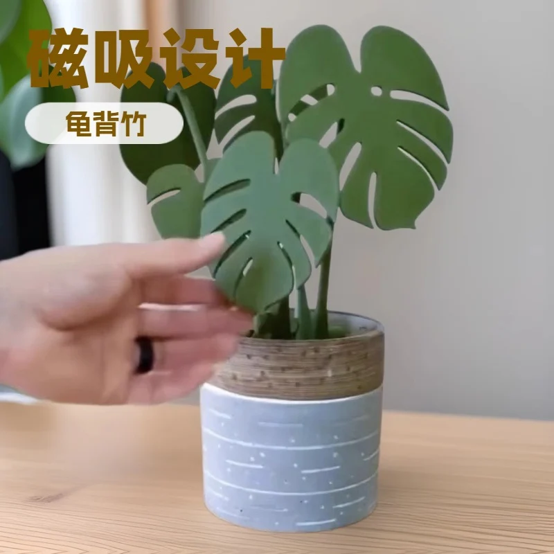 Monstera coaster plant Bamboo Coaster Plant with Magnet 3D Printing Cross-border Explosions