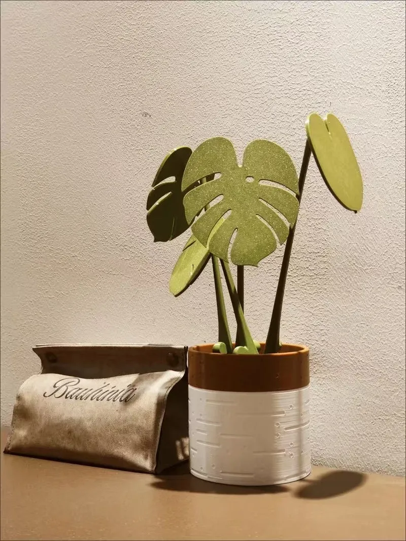 Monstera coaster plant Bamboo Coaster Plant with Magnet 3D Printing Cross-border Explosions