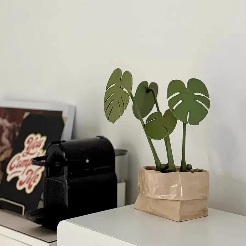 Monstera coaster plant Bamboo Coaster Plant with Magnet 3D Printing Cross-border Explosions