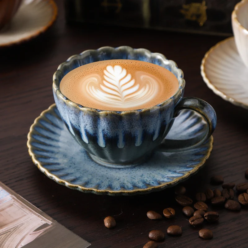 Retro High-grade Sense Striped Kiln Change Ceramic Cup Hotel Home Office Milk Coffee Cup Afternoon Tea Drinking Cup