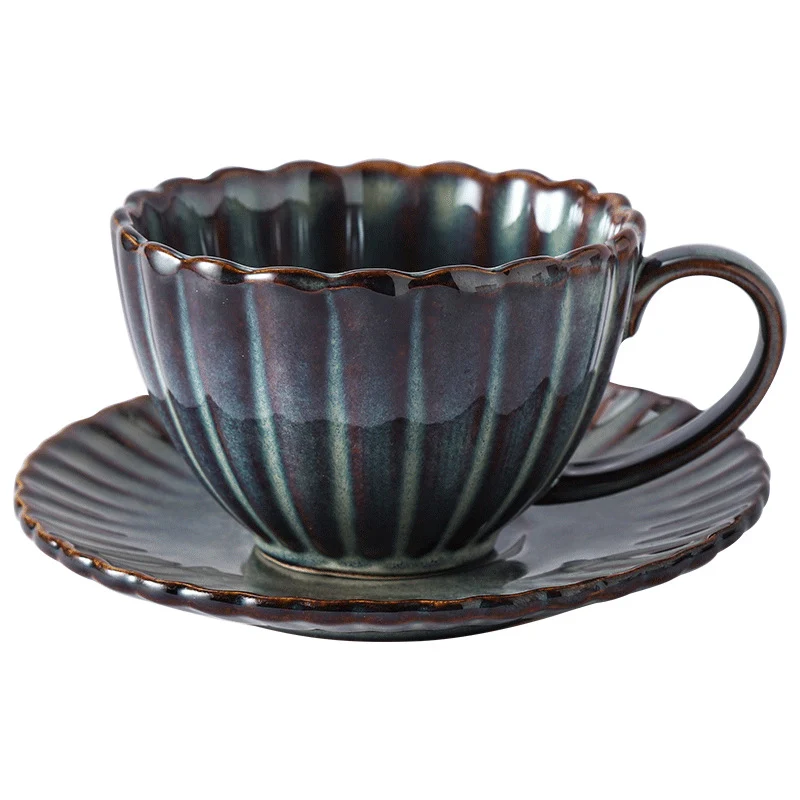Retro High-grade Sense Striped Kiln Change Ceramic Cup Hotel Home Office Milk Coffee Cup Afternoon Tea Drinking Cup