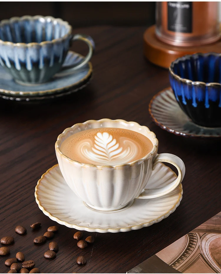Retro High-grade Sense Striped Kiln Change Ceramic Cup Hotel Home Office Milk Coffee Cup Afternoon Tea Drinking Cup