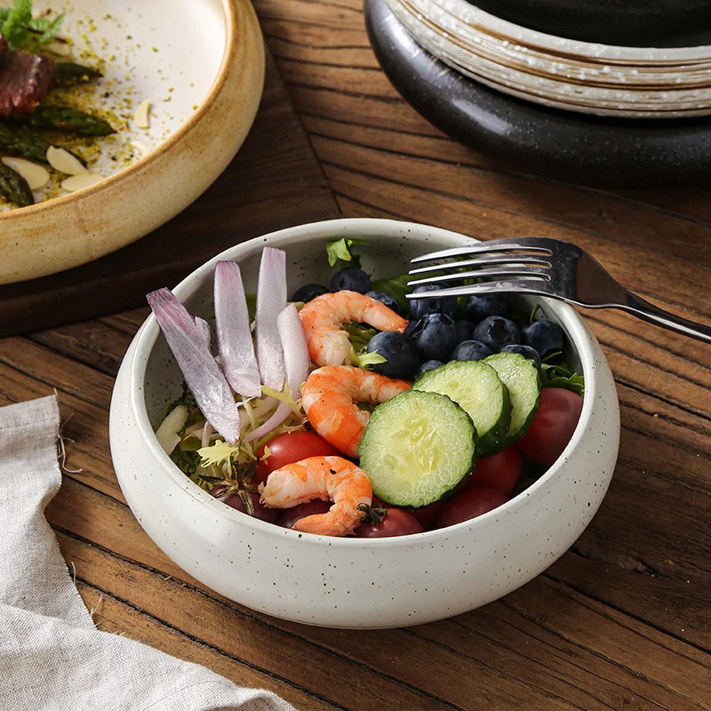 Retro Japanese Style Ceramic Bowl Creative Personality Household Rice Bowl Restaurant Special Snack Bowl Dessert Salad Bowl