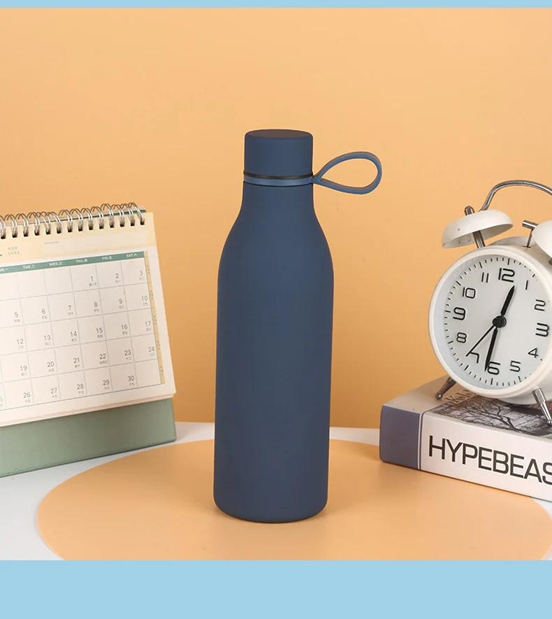 Cross-border American Style Sports Water Cup with Handle Outdoor Thermos 304 Stainless Steel Small Mouth Bottle Sports Frosted Water Bottle