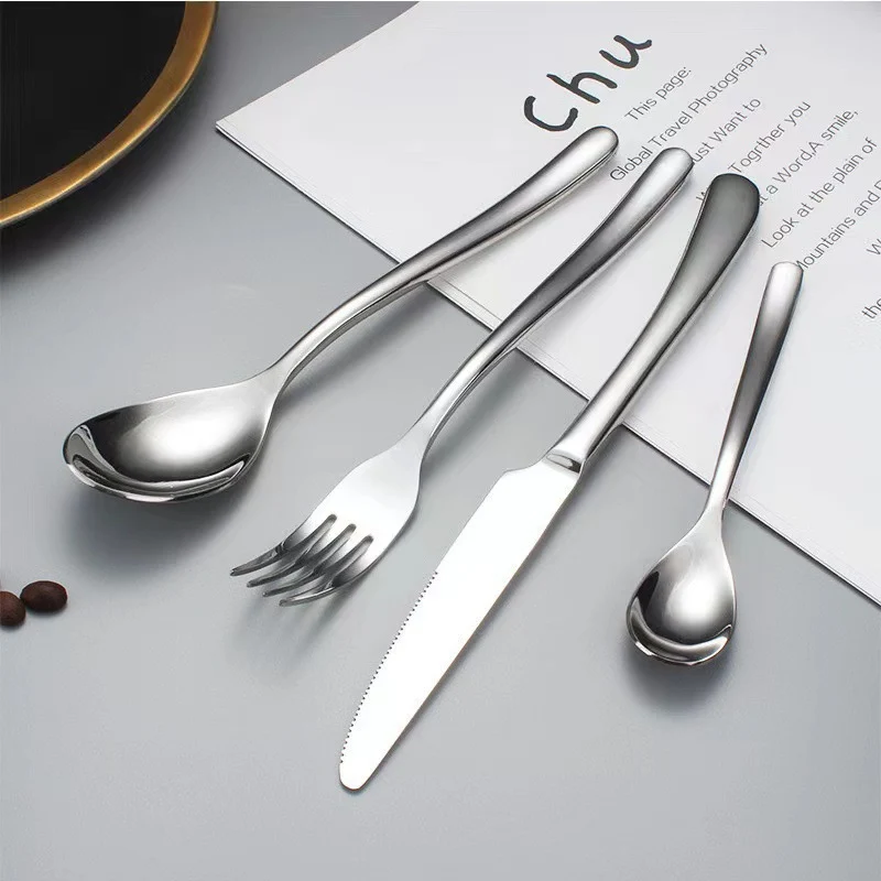 3 04 months light steak knife fork spoon thickened stainless steel tableware western food knife fork spoon dessert spoon upscale hotel restaurant