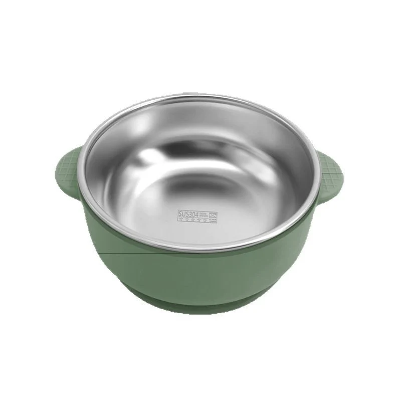 Cross-border Stainless Steel Children's Bowl Household Cute Baby Drop-resistant Heat-insulated Tableware Kindergarten Children's Rice Bowl with Suction Cup