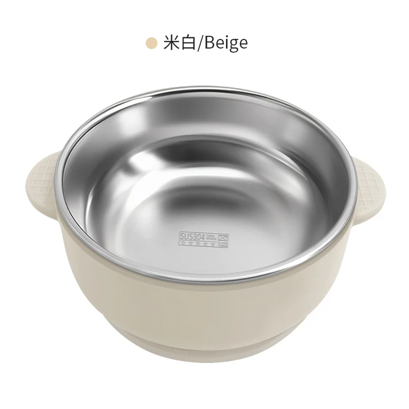 Cross-border Stainless Steel Children's Bowl Household Cute Baby Drop-resistant Heat-insulated Tableware Kindergarten Children's Rice Bowl with Suction Cup