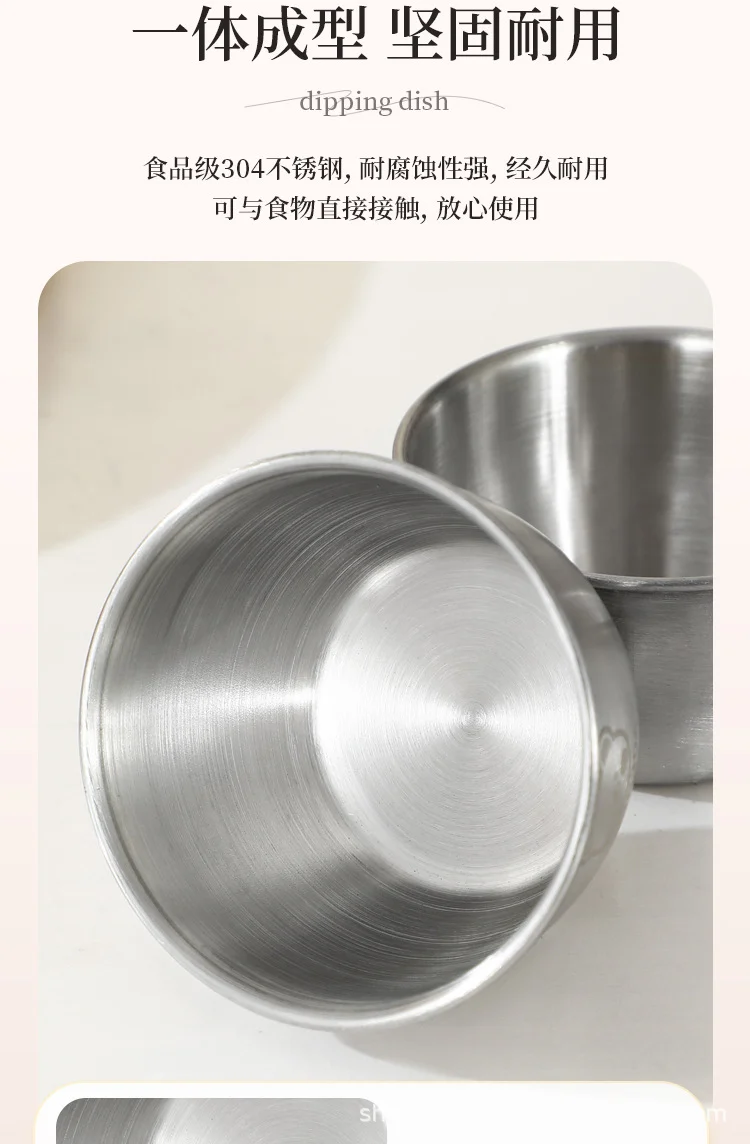 Cross-border 304 stainless steel sauce cup with lid 60ML spill-proof PE lid seasoning dish dipping cup