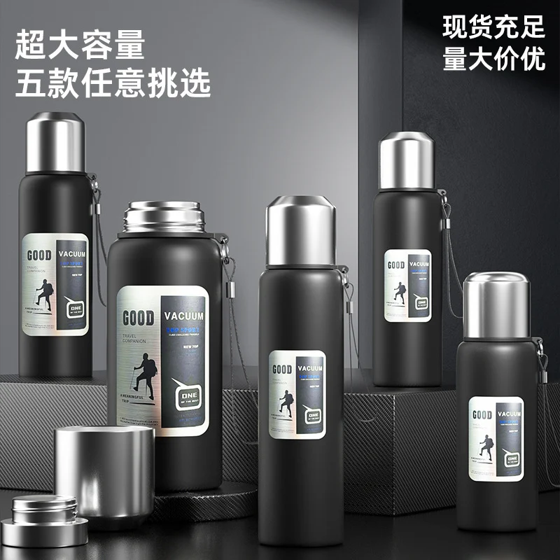 Large Capacity 316 Stainless Steel All-Steel Pot Men's Outdoor Travel Mountaineering Portable Thermos Cup Wholesale Cross-Border