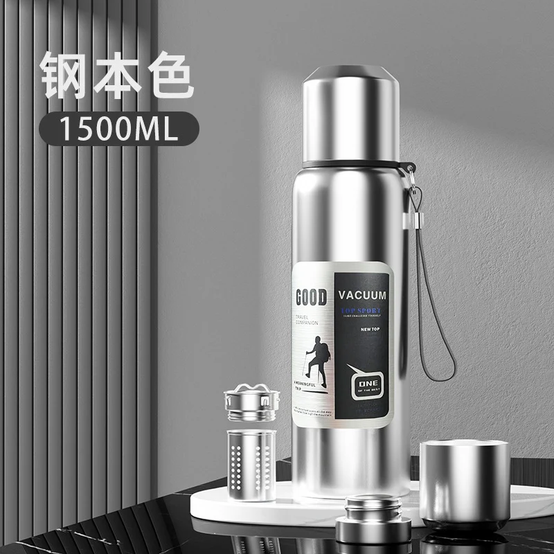 Large Capacity 316 Stainless Steel All-Steel Pot Men's Outdoor Travel Mountaineering Portable Thermos Cup Wholesale Cross-Border