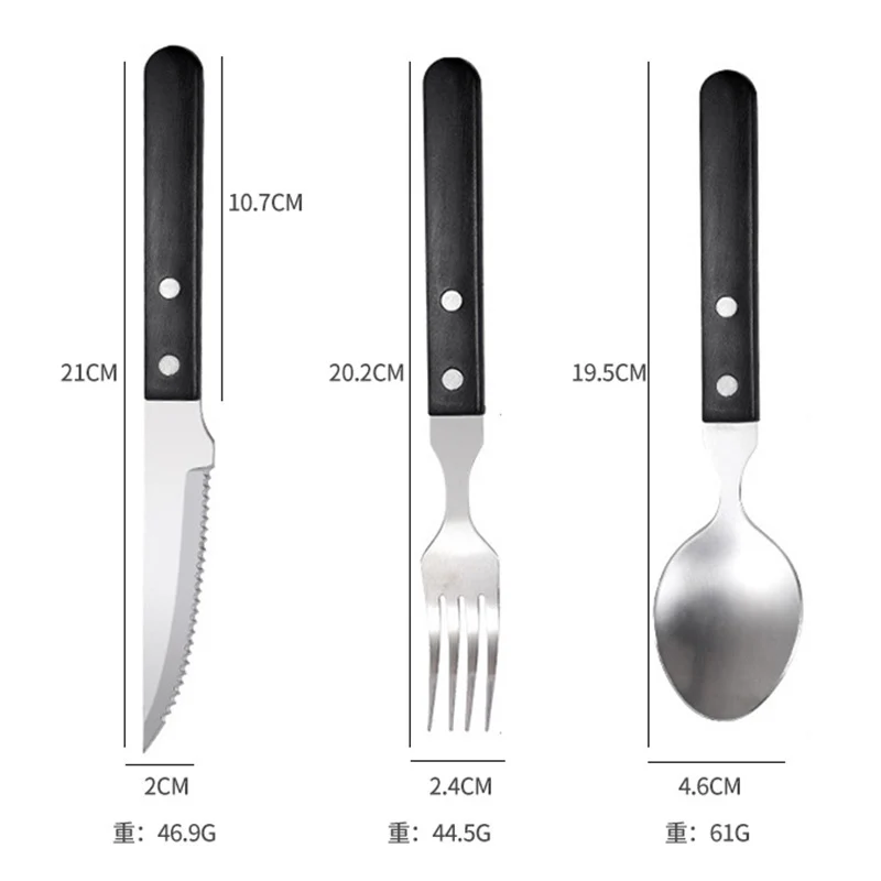 Cross-border Wooden Handle Steak Knife and Fork Two-piece Set Household Western-style Tableware Stainless Steel Main Knife Dishpoint Fork in stock Batch