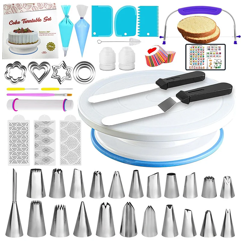 Baking tools suit cake decorating table turntable decorating mouth decorating bag spatula scraper plastic turntable wholesale