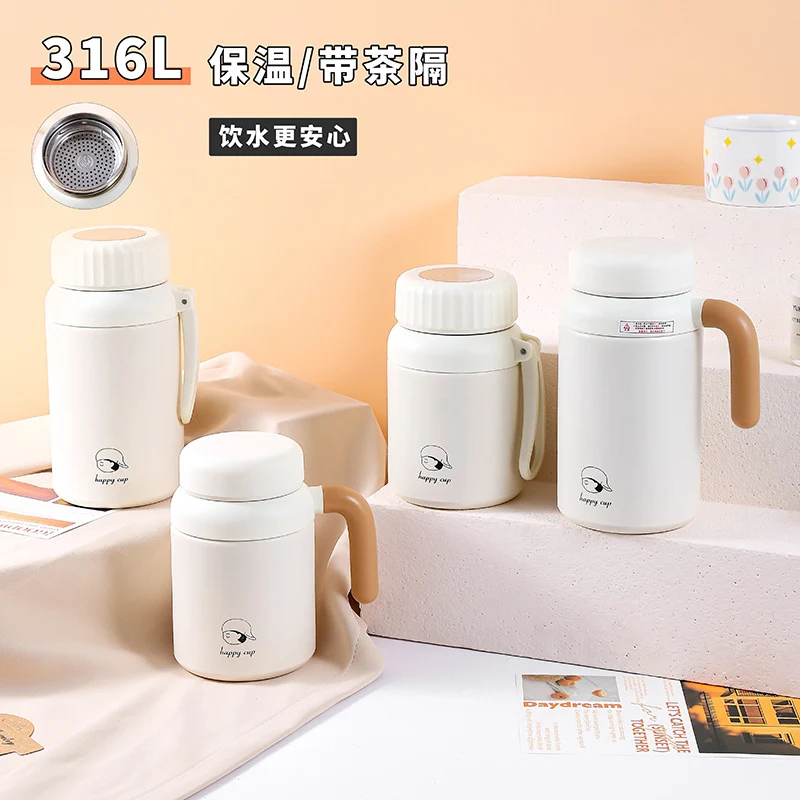 Cross-border Stainless Steel Large Capacity Outdoor Sports Water Cup 316 Tea Water Separation Thermos Cup High Color Value Student Water Cup