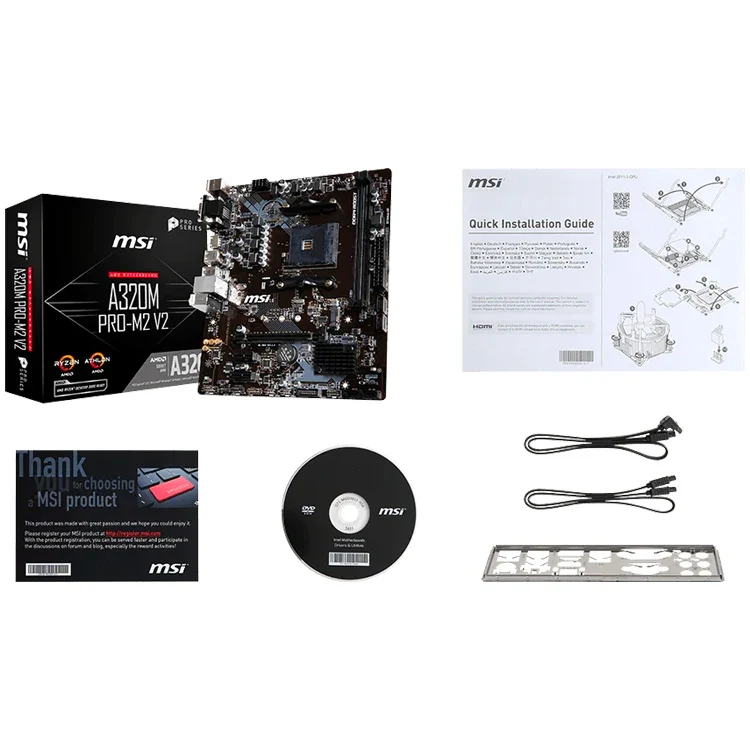 Used MSI A320M PRO-M2 V2 AMD AM4 Micro ATX Gaming Motherboard with AMD Ryzen 3 3200G CPU Combo