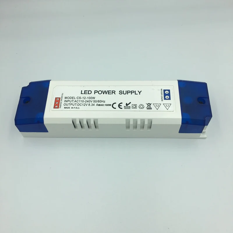 100W 12V LED Driver Single Output Switching LED Driver Supply Hagors IP20 Outdoor Power Supply Plastic Case CS-12-100W