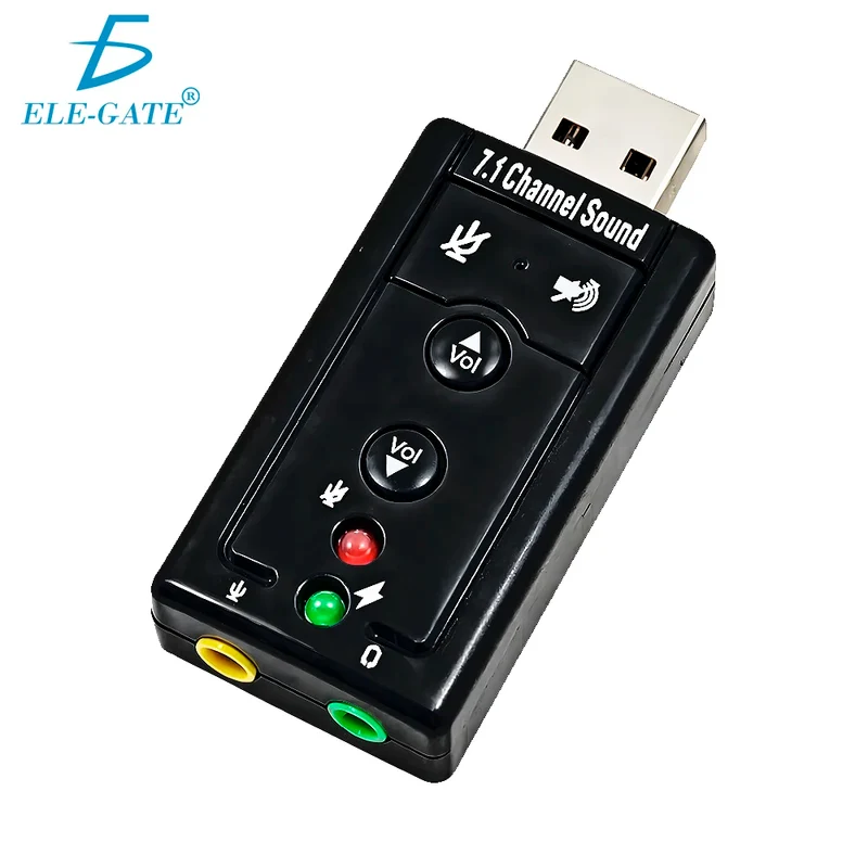 ELE-GATE SOUND.02 7.1 Channel 3D USB 2.0 Lightweight High-Speed Sound Card Adapter for PC with External Installation in Stock