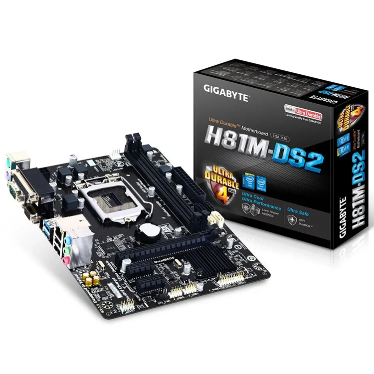 GIGABYTE H81M DS2 Supports 3th 4th Intel Core Processors with Intel H81 Express Chipset Supports DDR3 Memory Used Motherboard