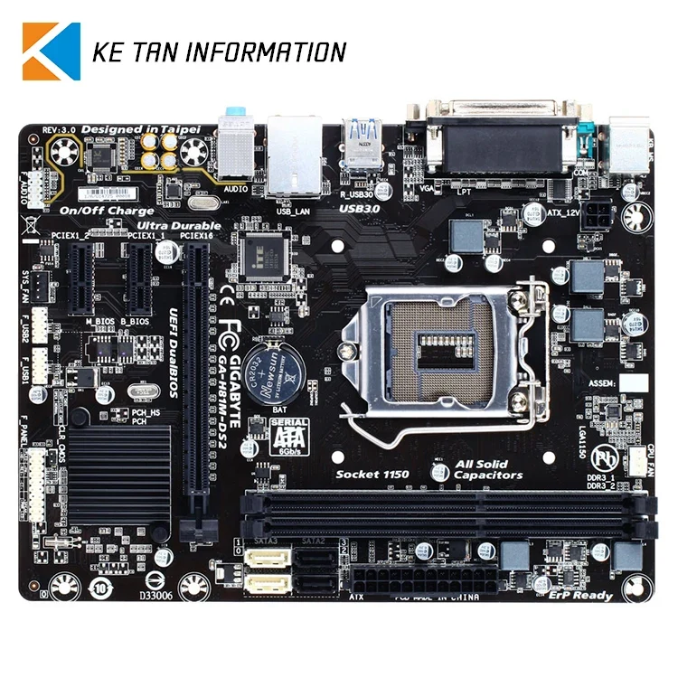 GIGABYTE H81M DS2 Supports 3th 4th Intel Core Processors with Intel H81 Express Chipset Supports DDR3 Memory Used Motherboard