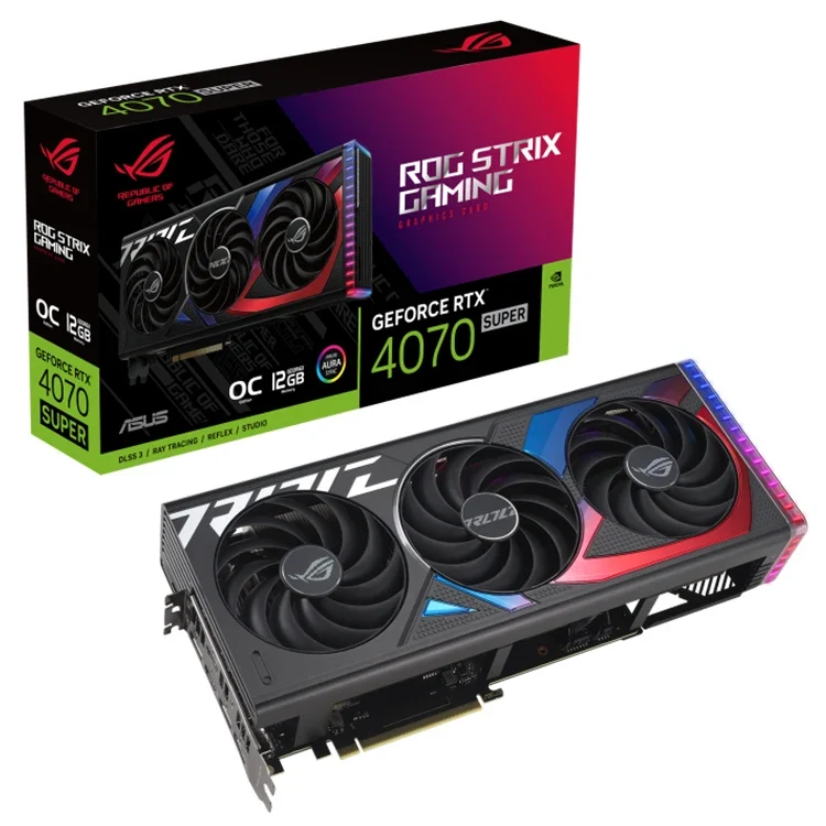 Used ASUS ROG Strix GeForce RTX 4070 SUPER 12GB GDDR6X OC Edition Gaming Graphics Card with AI Design Intelligent Learning GPU