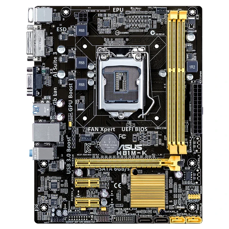 ASUS H81M-K Used Gaming Motherboard with Intel Socket 1151 for 4Generation Core I7/Core I5/Core I3/Pentium/Celeron Processors