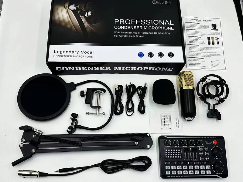 Mini Pro M8 Professional Microphone Sound Board Audio Mixer Wireless Dual Core DSP Noise Cancelling for Live Streaming DJ Mixing