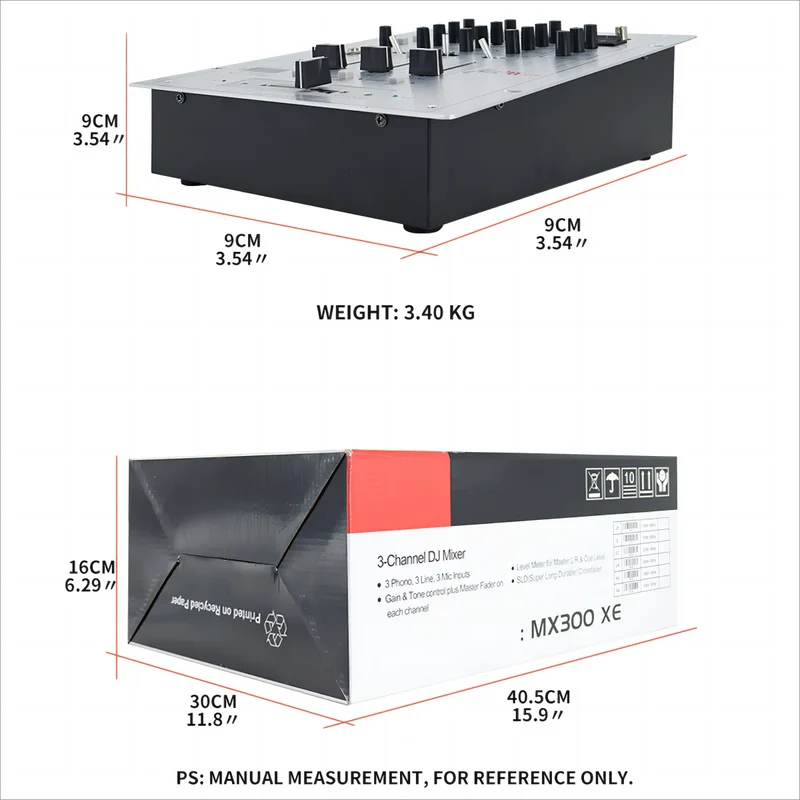 MX300 USB Professional DJ Player Mixer With EQ Scratch-proof DJ Mixer Console Replaceable Crossovers With Reverse