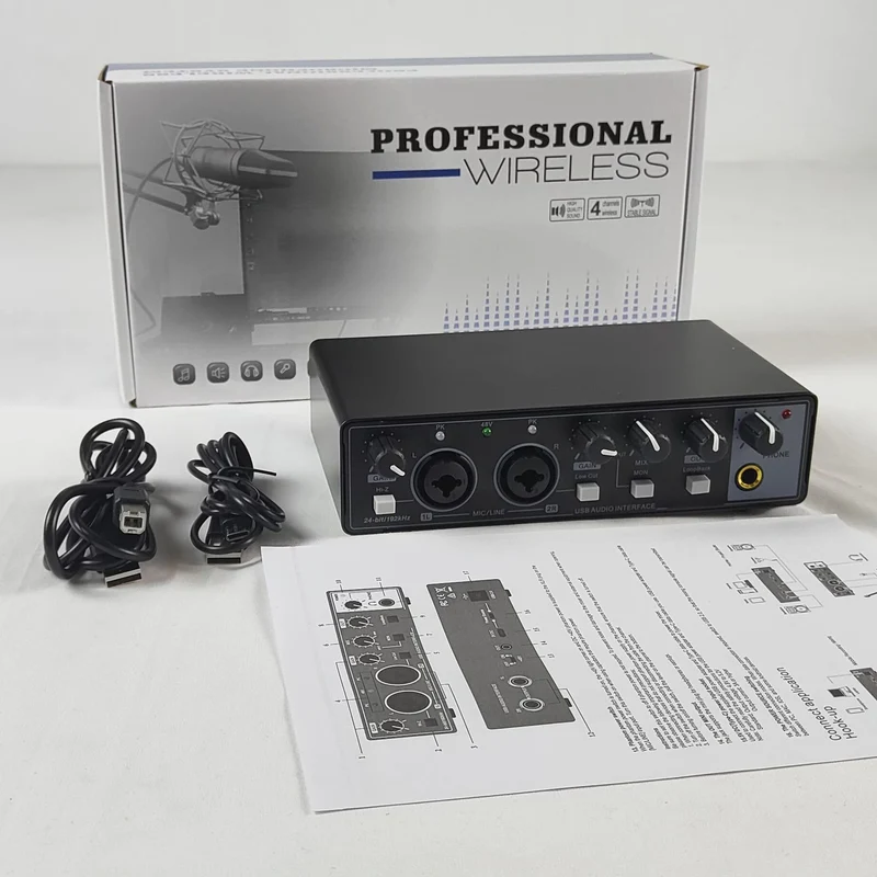 GAX-MD22P 2 in 2 Out Studio Recording Usb Audio Interface for Guitar