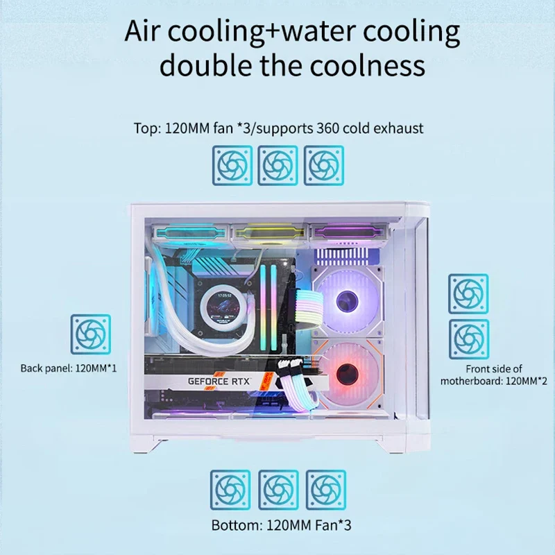 Lovingcool New OEM ODM White RGB Gaming PC CPU Case Mid Tower MATX ITX Curved Glass Gaming Desktop Case With 120mm ARGB Fans
