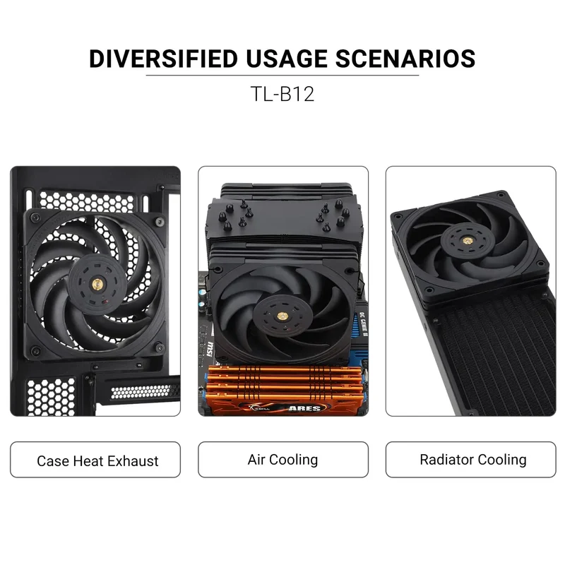High Performance for Thermalright TL-B12 120mm CPU Cooler Fan with PWM Control 2150RPM S-FDB Bearing for Computer Case