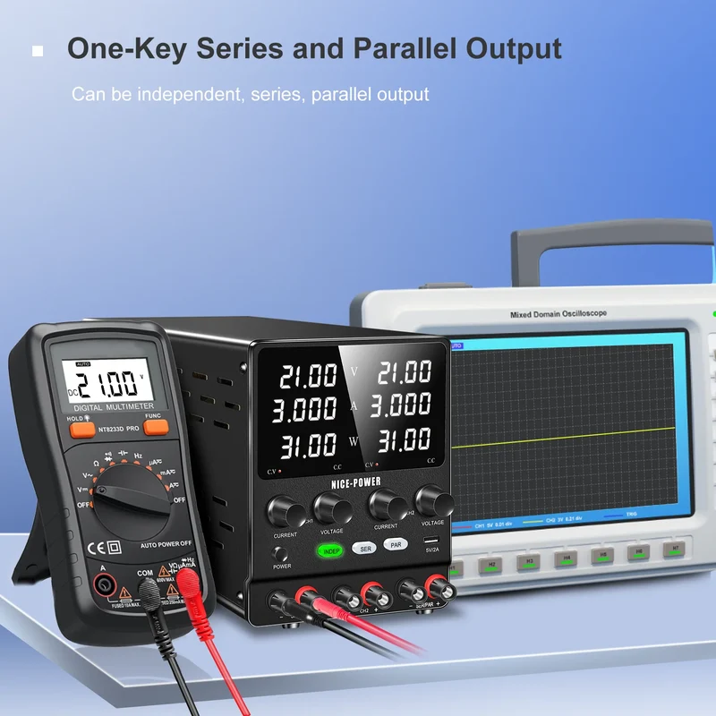 NICE POWER SPS605-2KD DC Regulated Switching Power Supply 60V 10A 120V 5A 600W Adjustable Dual Channel Lab Digital Power Supply
