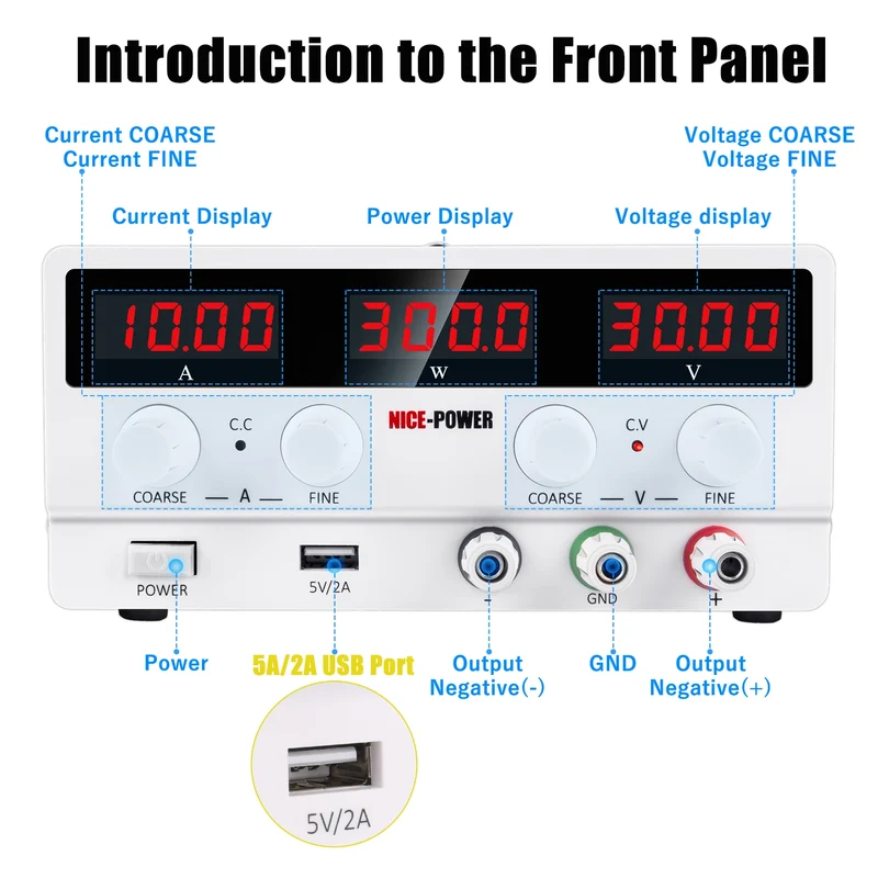 Nice Power SPS-H3010 30V 10A 300W Digital Display Adjustable DC Maintenance Power Supply Battery Backup