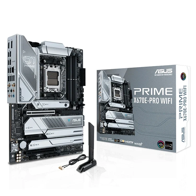 Used ASUS PRIME X670E-PRO WIFI Motherboard Support AMD Ryzen 7000 Series Desktop Processors 7700X/7900X/7950X for Socket AM5